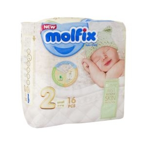 پوشک کامل بچه مولفیکس  سایز 1 نوزادی 40 عددی همراه با دستمال مرطوب