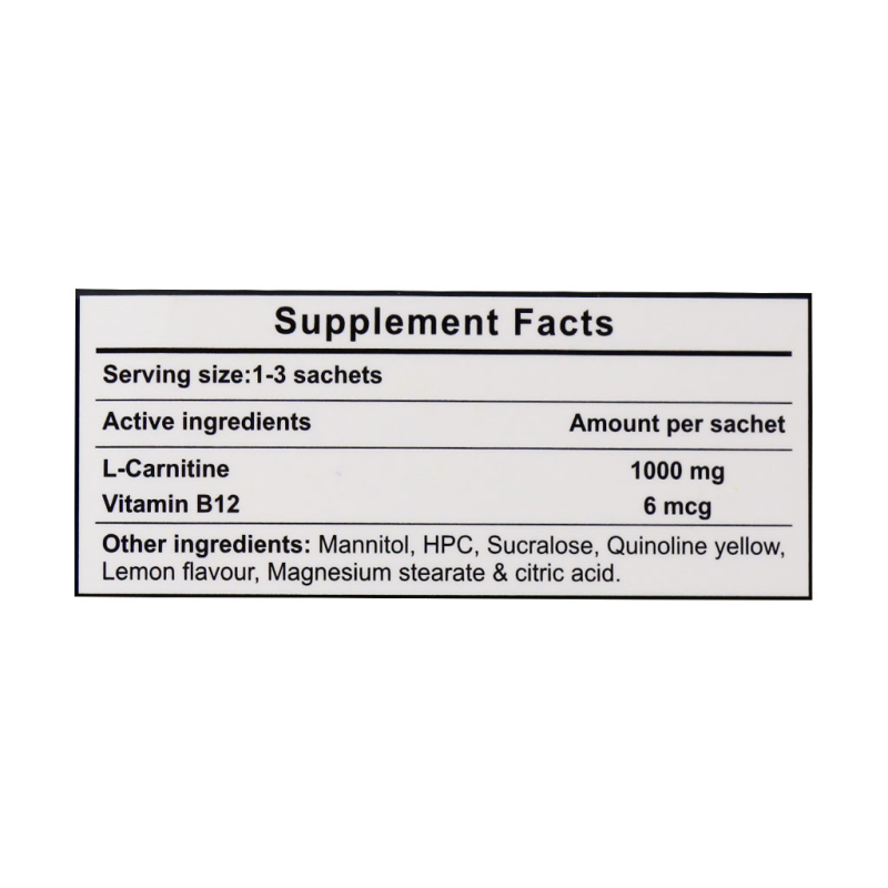 ساشه ال کارنیتین 1000 و ویتامین B12 بنیان سلامت کسری