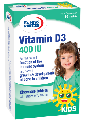 قرص جویدنی  ویتامین د3 یوروویتال 400 واحدی 60 عددی