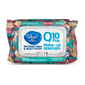 دستمال مرطوب پاک کننده آرایشی آوکادو مدل Q10 plus دافی 50 عددی