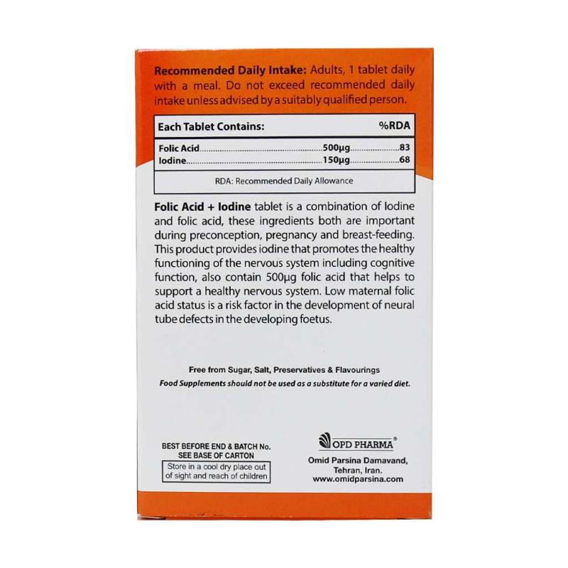 قرص ید و فولیک اسید او پی دی فارما 30 عددی قرص ید و فولیک اسید او پی دی فارما 30 عددی