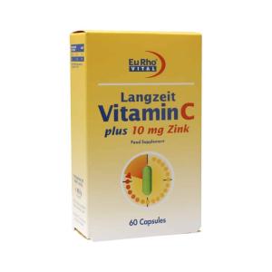 کپسول ویتامین c + زینک 10 میلی گرم یوروویتال 60 عددی