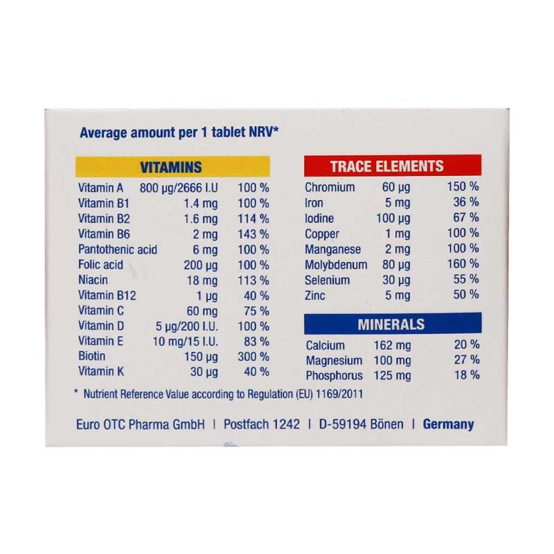 قرص مولتی ویتامین کامپلت یورو ویتال 30 عددی