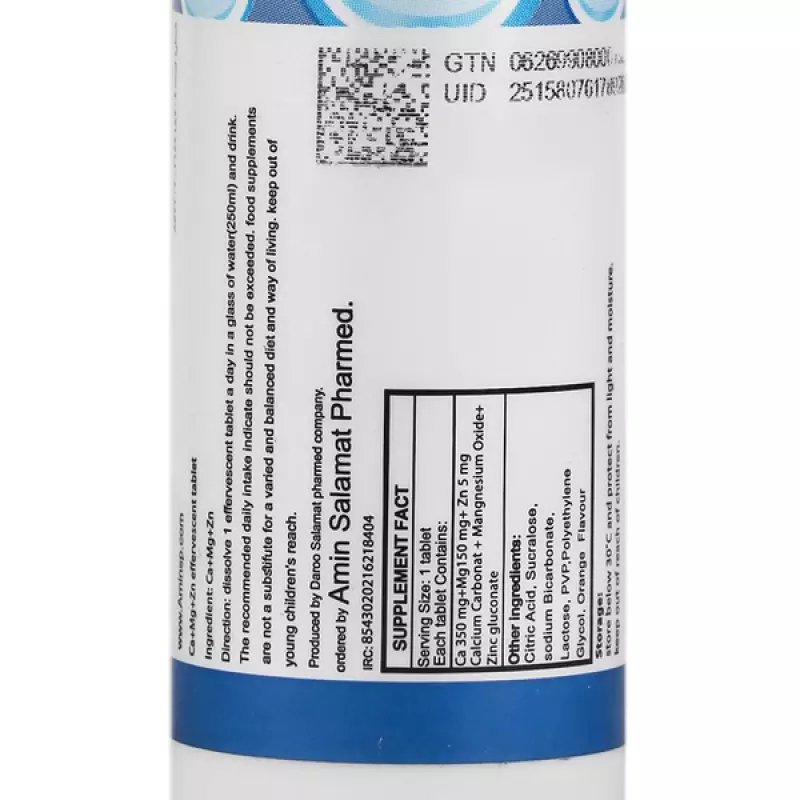 قرص جوشان کلسیم منیزیم زینک تندیس ویتا 20 عددی