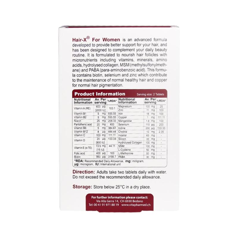 قرص هیر ایکس بانوان ویواتیون ویتا فارمد 60 عددی