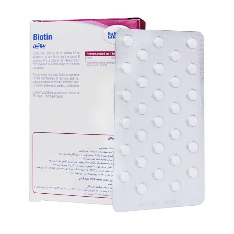 قرص بیوتین یوروویتال 2500 میکروگرم 60 عددی