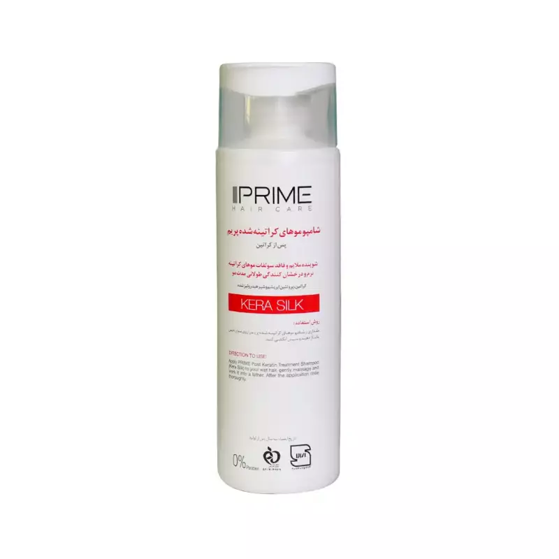 شامپو فاقد سولفات موهای کراتینه شده پرایم مدل +K حجم 250 میلی لیتر