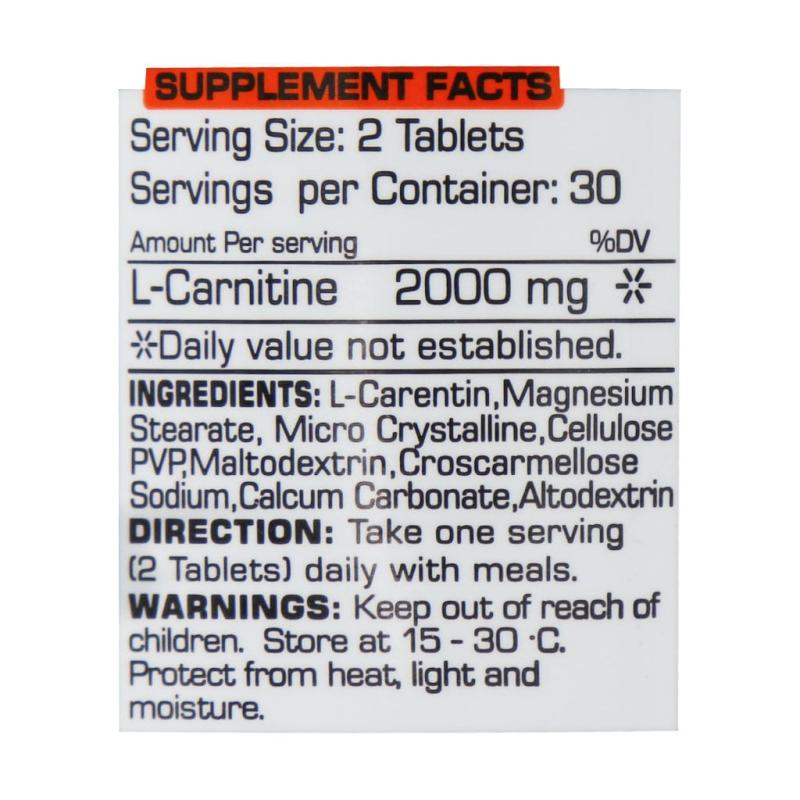 قرص ال کارنیتین 1000 میلی گرم نوتریمد 60 عددی
