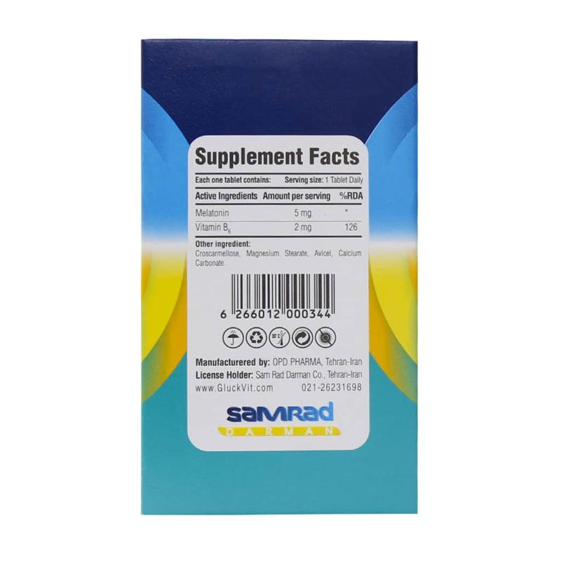 قرص ملاتونین 5 میلی گرم و ویتامین B6 گلوک ویت 30 عددی