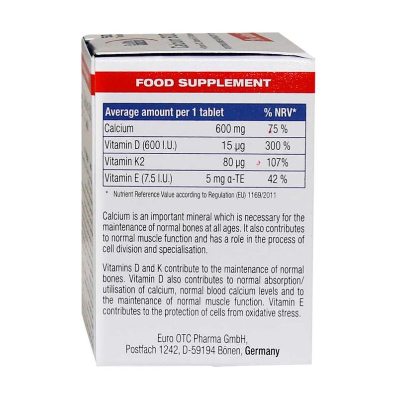 قرص کلسیم د3 600 میلی گرم یوروویتال 50 عددی