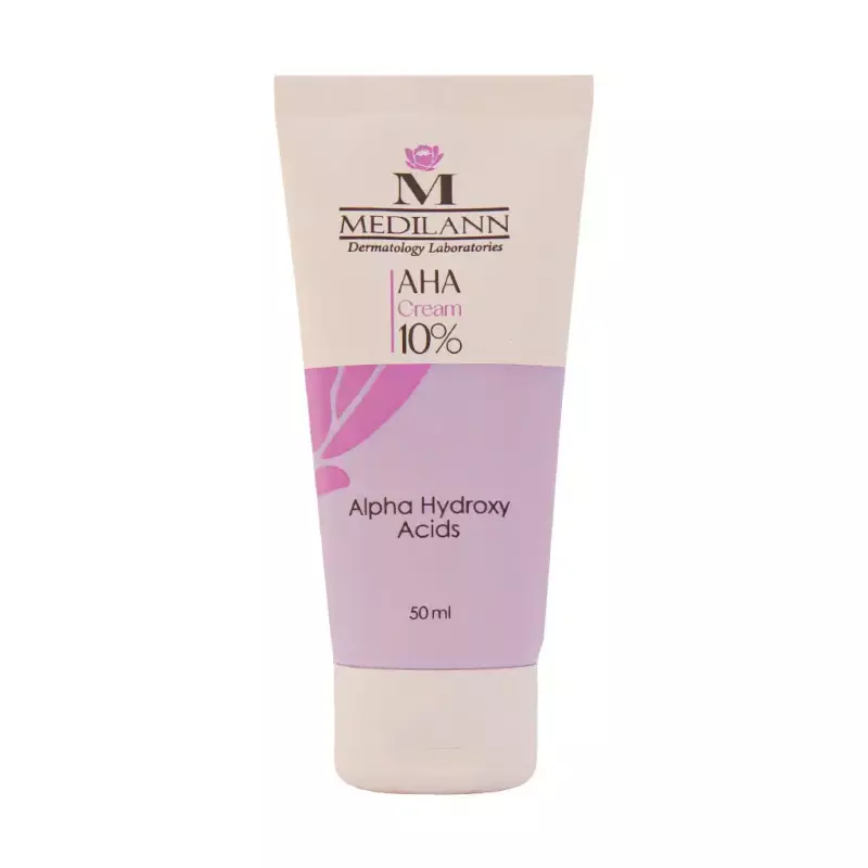 کرم لایه بردار AHA 10 در صد مدیلن مناسب انواع پوست گل افشان آرایش ۵۰ میل