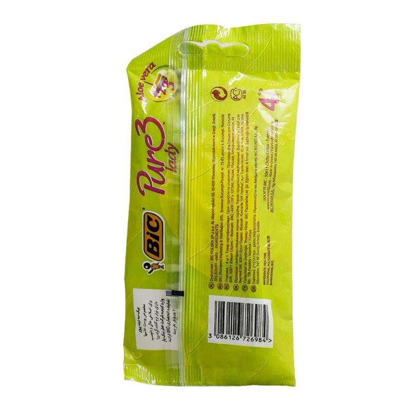 خودتراش بیک 3 لبه  پیور لیدی بسته 4 عددی