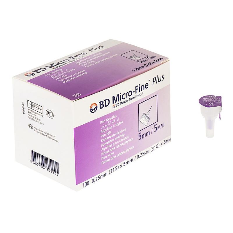 سوزن قلم انسولین   بی دی  5 میلی متر بسته 100 عددی