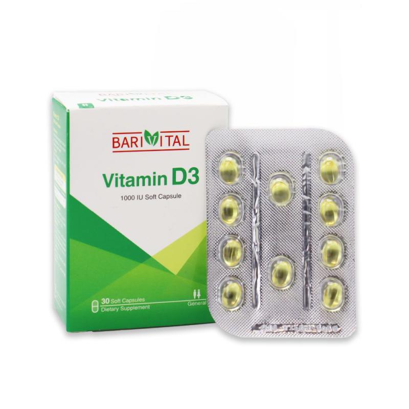 کپسول نرم ویتامین D3 1000 واحد باریویتال 30 عددی