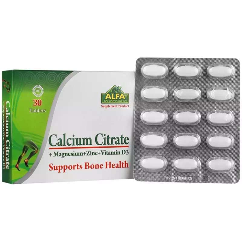 قرص کلسیم سیترات منیزیم زینک و ویتامین D3 آلفا ویتامینز 30 عددی