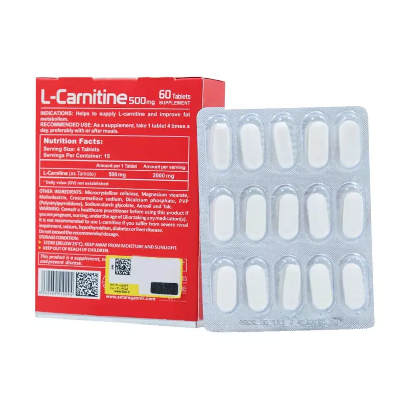 قرص ال کارنیتین 500 میلی گرم ویتاپی بلیستر 60 عددی