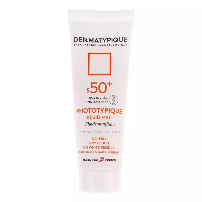 ضد آفتاب فلوئید بی رنگ پوست چرب SPF50 درماتیپیک 50 میلی لیتر