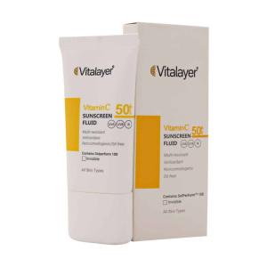 فلوئید ضد آفتاب  بی رنگ SPF50 حاوی ویتامین C ویتالیر 50 میلی لیتر