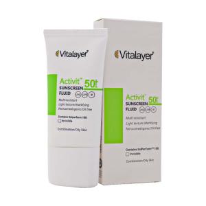 فلوئید ضد آفتاب بی رنگ SPF50 پوست چرب اکتی ویت ویتالیر 50 میلی لیتر
