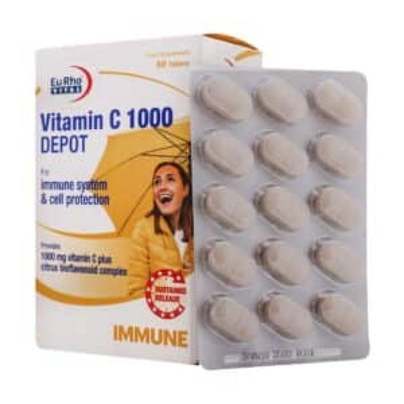 قرص ویتامین C 1000 میلی گرم دپو یوروویتال 60 عددی