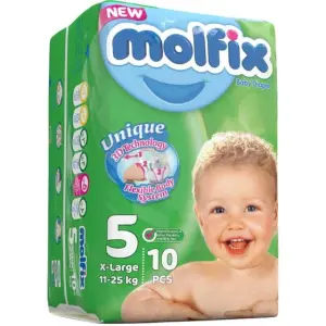 پوشک مولفیکس سایز ۵ مخصوص کودکان 11 تا 25 کیلوگرم 10 عددی