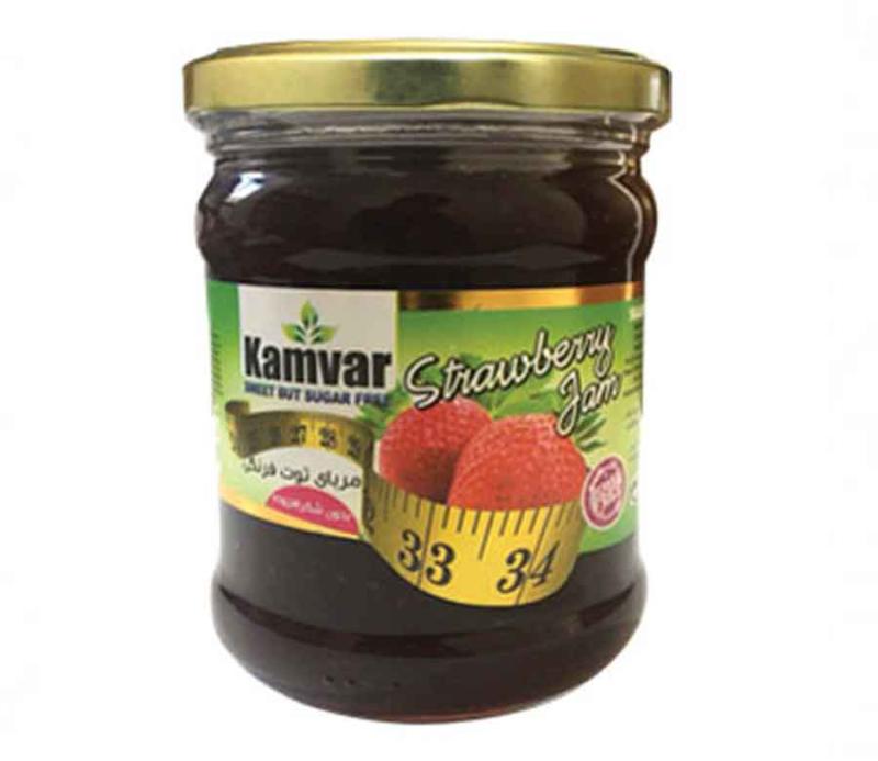 مربا بدون شکر و رژیمی کامور طعم  توت فرنگی 280 گرم