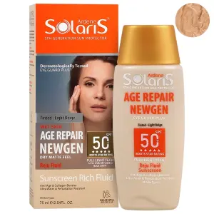فلوئید ضد آفتاب SPF50 ایج ریپیر نیوژن  بژ روشن آردن سولاریس 75 میلی لیتر