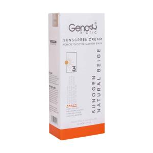 کرم ضد آفتاب SPF50 ژنوبایوتیک پوست چرب  بژ طبیعی 50 میلی لیتر