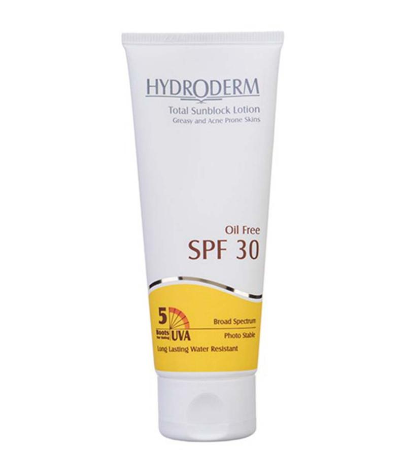 لوسیون ضد آفتاب فاقد چربی SPF30 هیدرودرم مناسب پوست های چرب و آکنه دار75 میلی لیتر