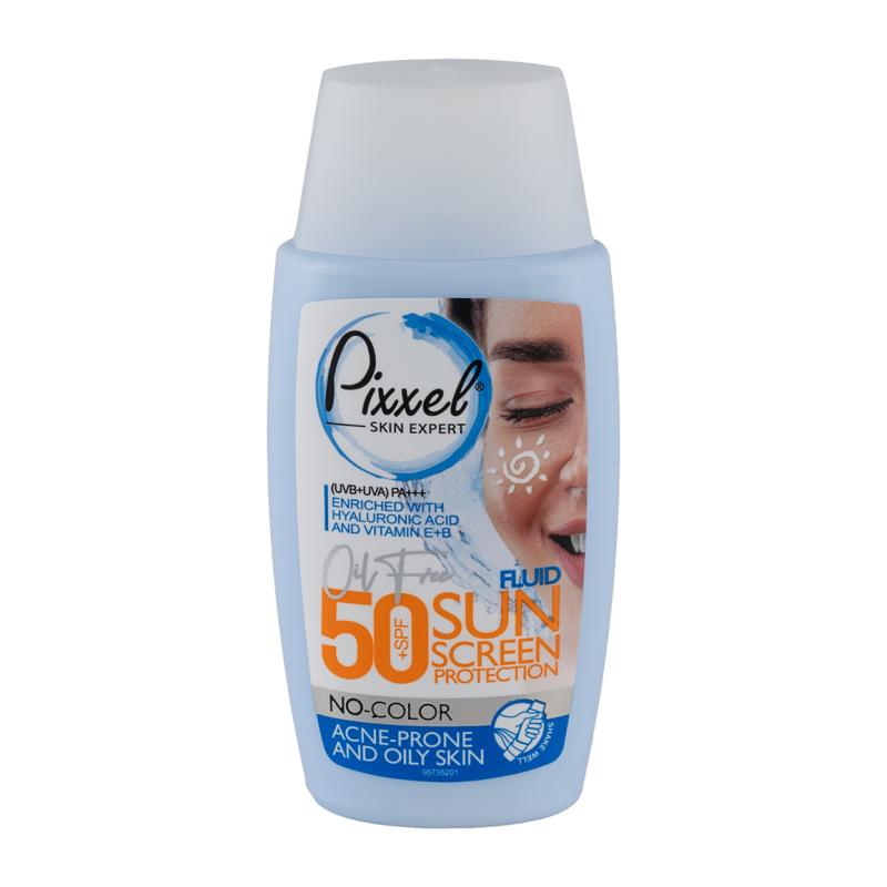 کرم ضد آفتاب SPF50 بی رنگ  پیکسل مناسب پوست چرب و جوش دار 50 میلی