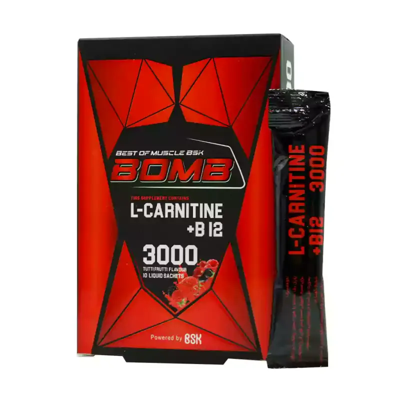 ساشه مايع ال کارنيتين + B12 بی اس کی 3000 میلی گرم بسته 10 عددی