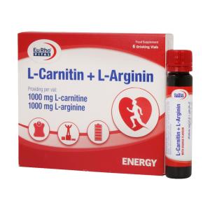 ویال خوراکی ال کارنیتین و ال آرژینین 1000 میلی گرم یوروویتال طعم پرتقال 6 عددی