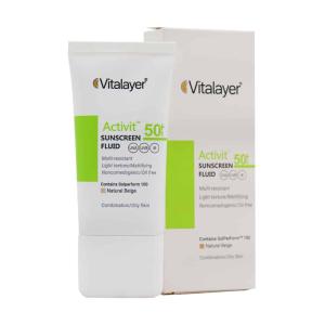 فلوئید ضد آفتاب بی رنگ SPF50 پوست چرب اکتی ویت ویتالیر 50 میلی لیتر