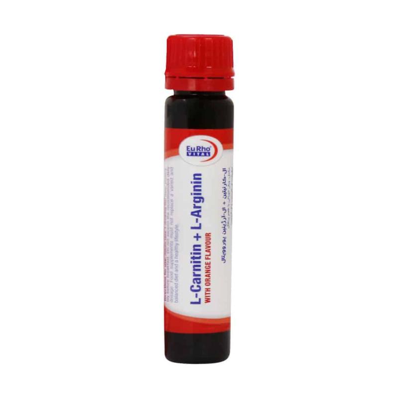 ویال خوراکی ال کارنیتین و ال آرژینین 1000 میلی گرم یوروویتال طعم پرتقال 6 عددی