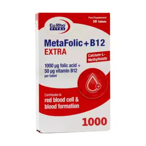 قرص متافولیک پلاس B12 اکسترا یوروویتال 30 عددی
