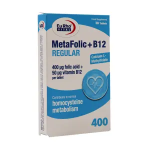 قرص متافولیک پلاس B12 رگولار یوروویتال 30 عددی