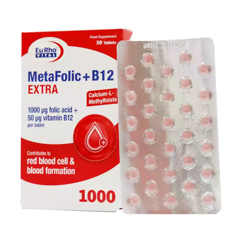 قرص متافولیک پلاس B12 اکسترا یوروویتال 30 عددی