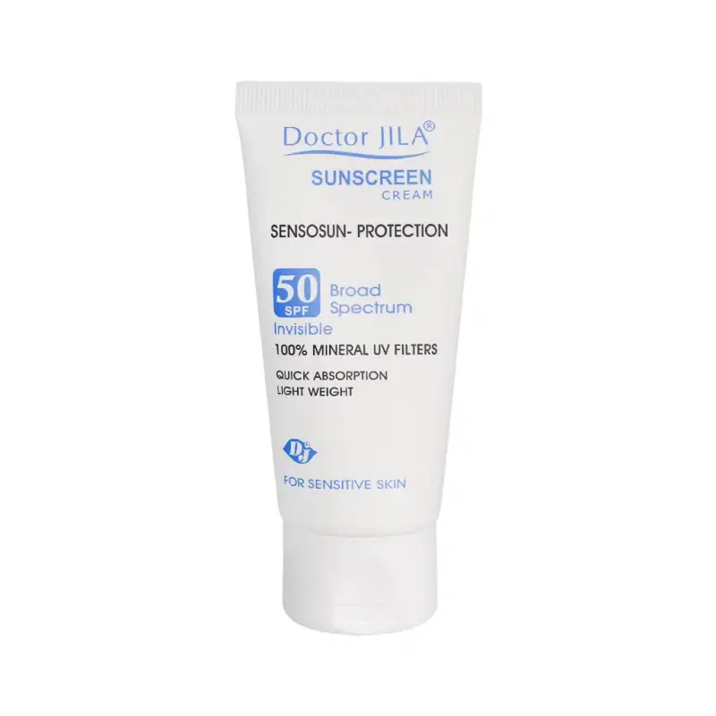 کرم ضد آفتاب بی‌رنگ SPF50 دکتر ژیلا مدل سنسوسان پروتکشن 50 گرمی