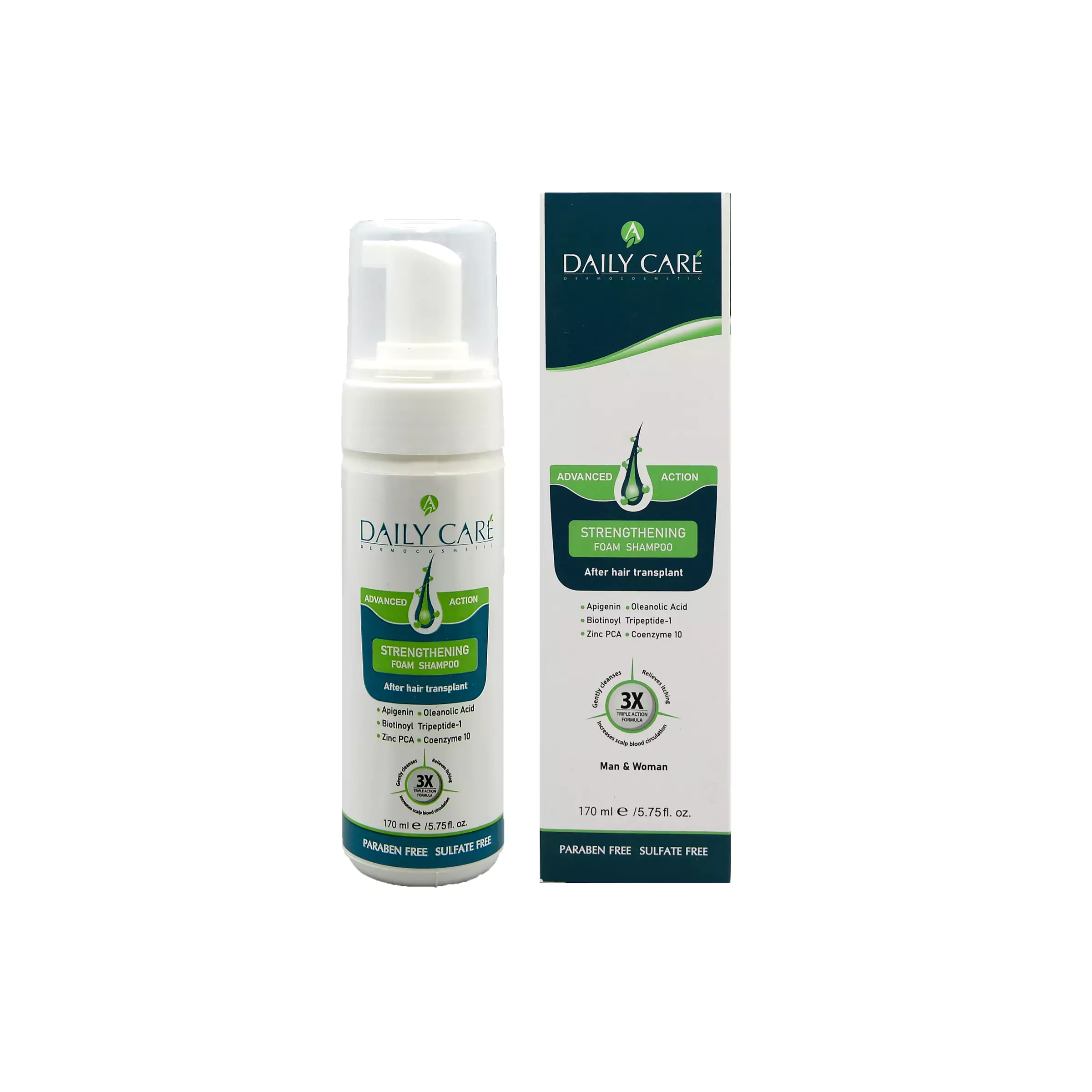 شامپو فوم ديلی کر تقويت کننده بعد از کاشت مو حجم 170 ميلی لیتر