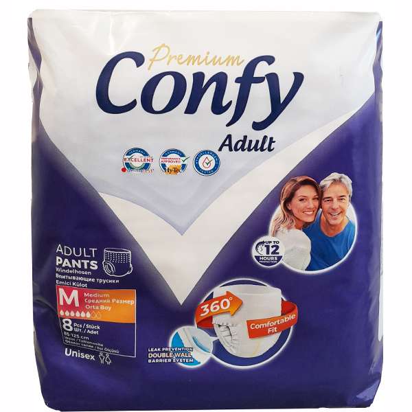 پوشک شورتی بزرگسال کانفی سايز M بسته 8 عددی