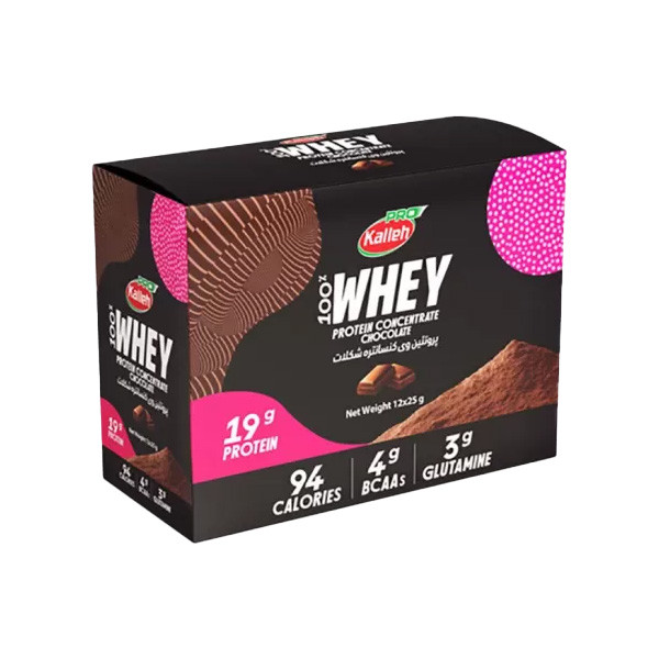 ساشه پروتئین وی 100 درصد کاله پرو طعم  شکلات 12 ساشه 25 گرمی