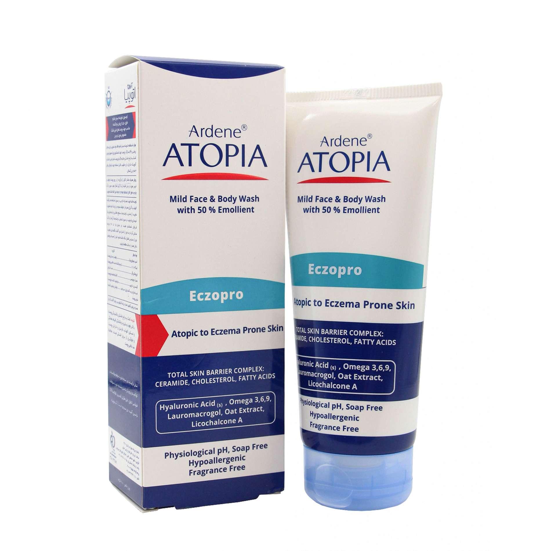 لوسیون شوینده آردن آتوپیا حاوی 50% روغن نرم کننده مخصوص صورت و بدن