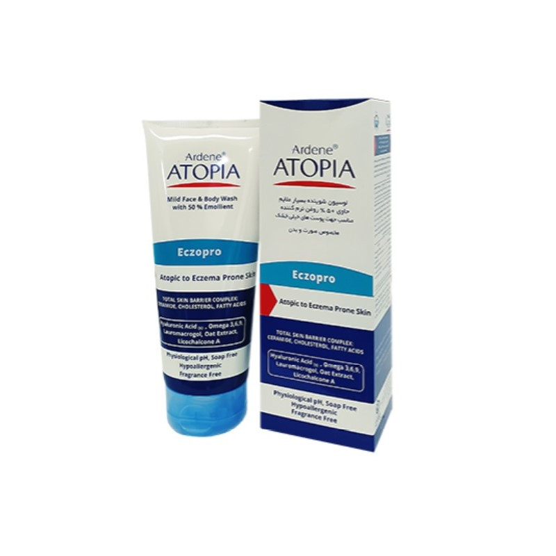 لوسیون شوینده آردن آتوپیا حاوی 50% روغن نرم کننده مخصوص صورت و بدن
