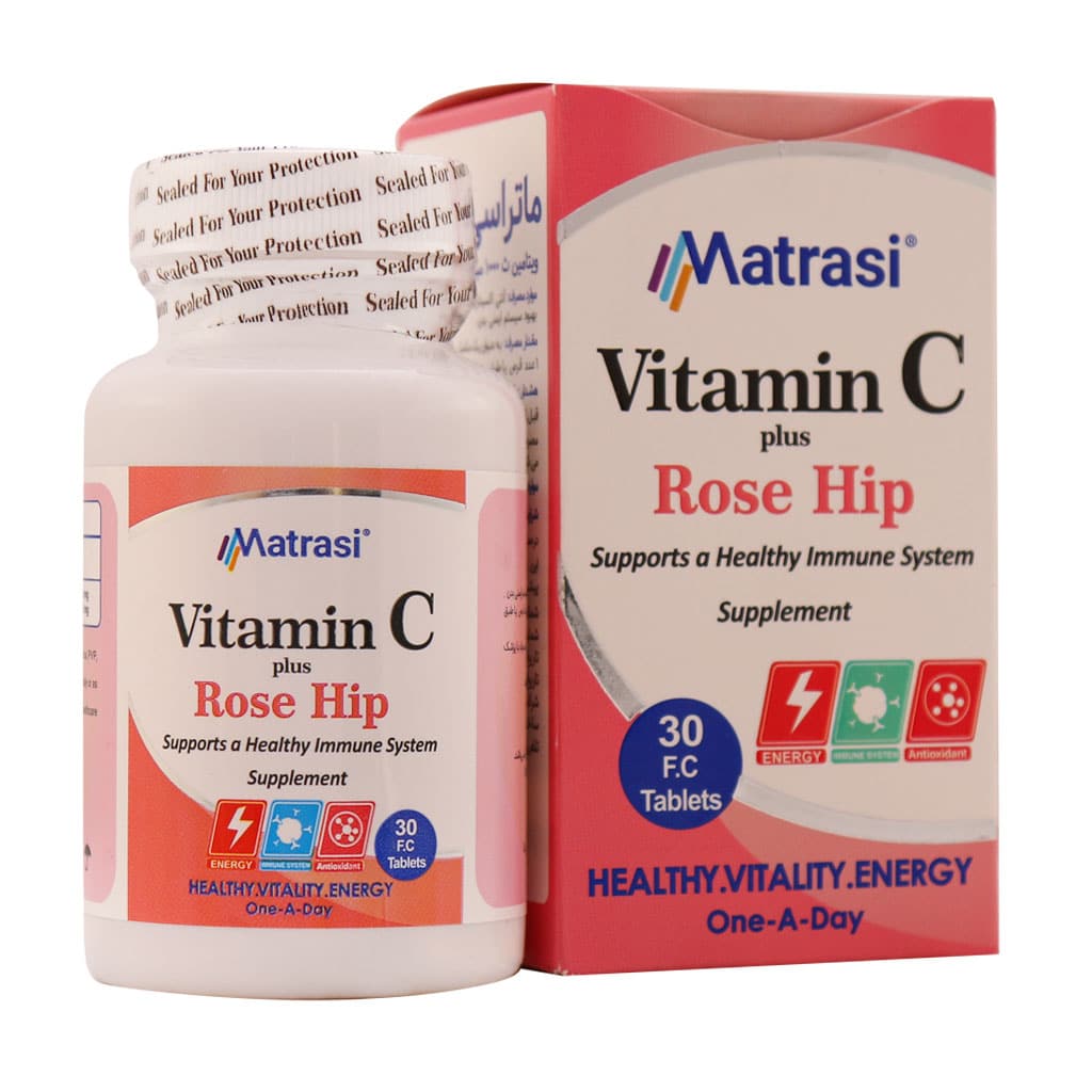 قرص ویتامین C 1000 میلی گرم پلاس رز هیپ ماتراسی 30 عددی