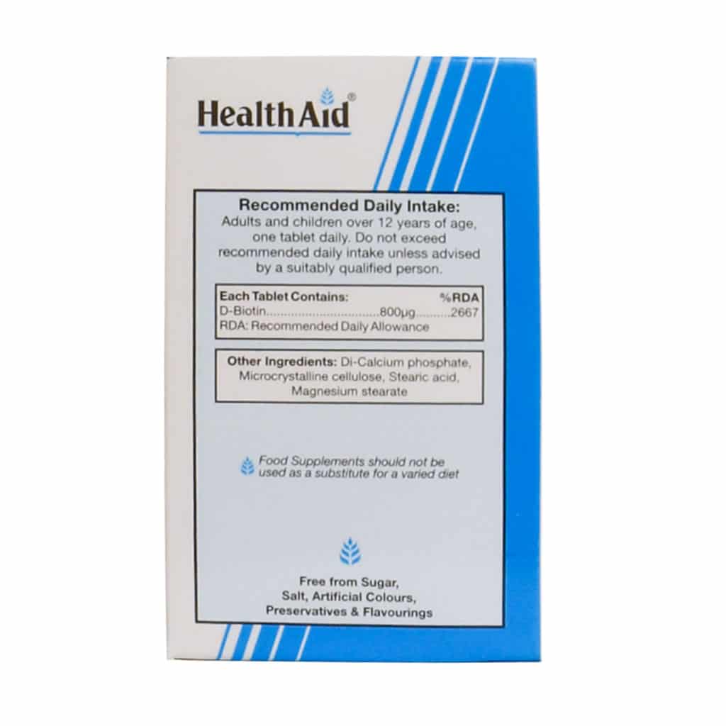 قرص بیوتین 800 میکروگرم هلث اید 30 عددی