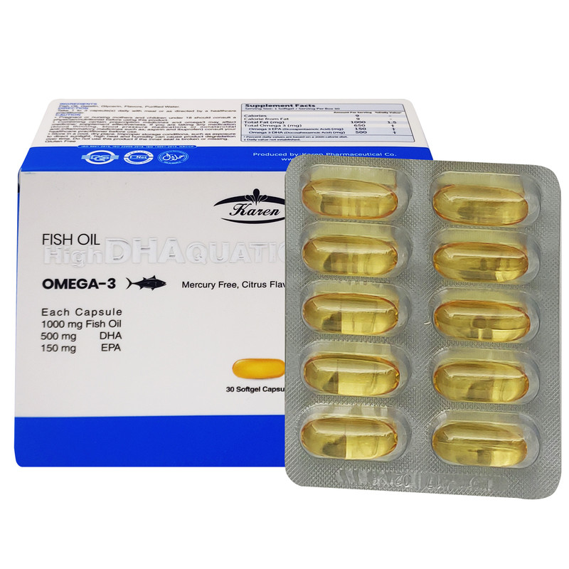 کپسول روغن ماهی حاوی DHA بالا آکواتیک کارن 30 عددی