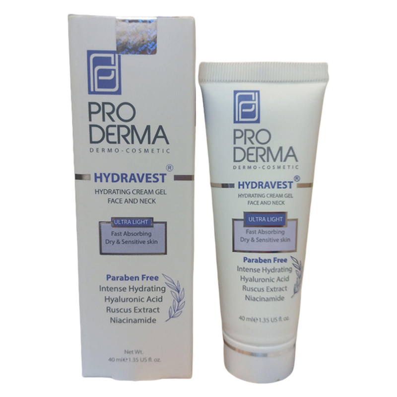 کرم ژل آبرسان صورت و گردن هيدراوست پرودرما حجم 40 ميلی لیتر