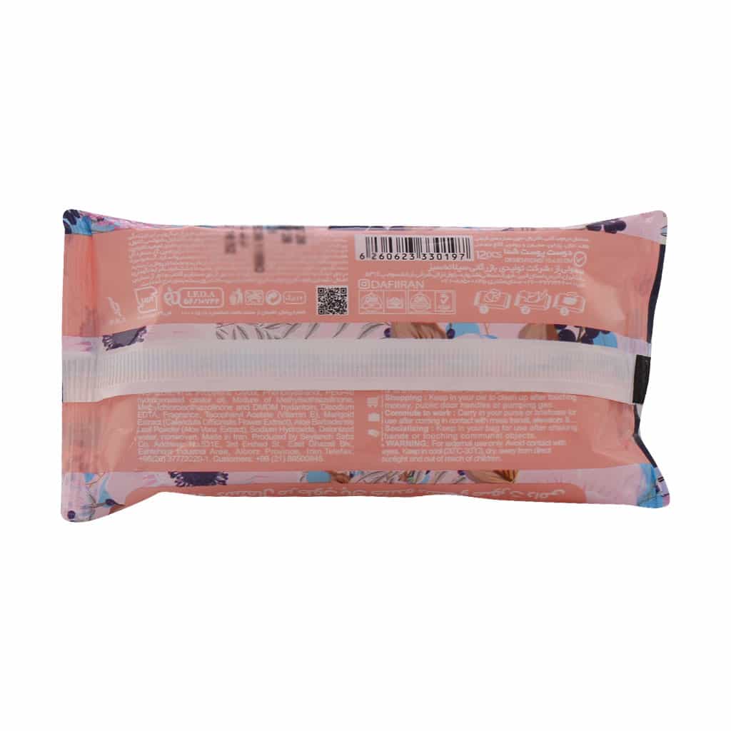 دستمال مرطوب پاک کننده دست و صورت دافی 12 عدد