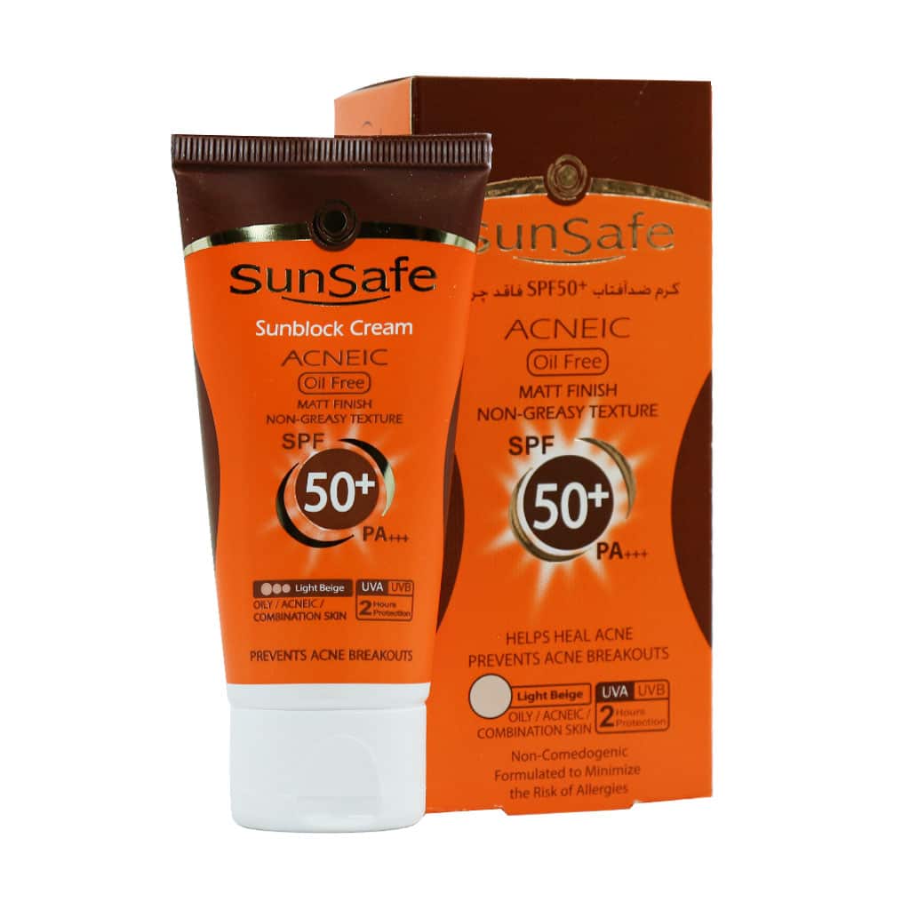 کرم ضد آفتاب سان‌سیف SPF50 فاقد چربی رنگ بژ روشن 50 میلی لیتر