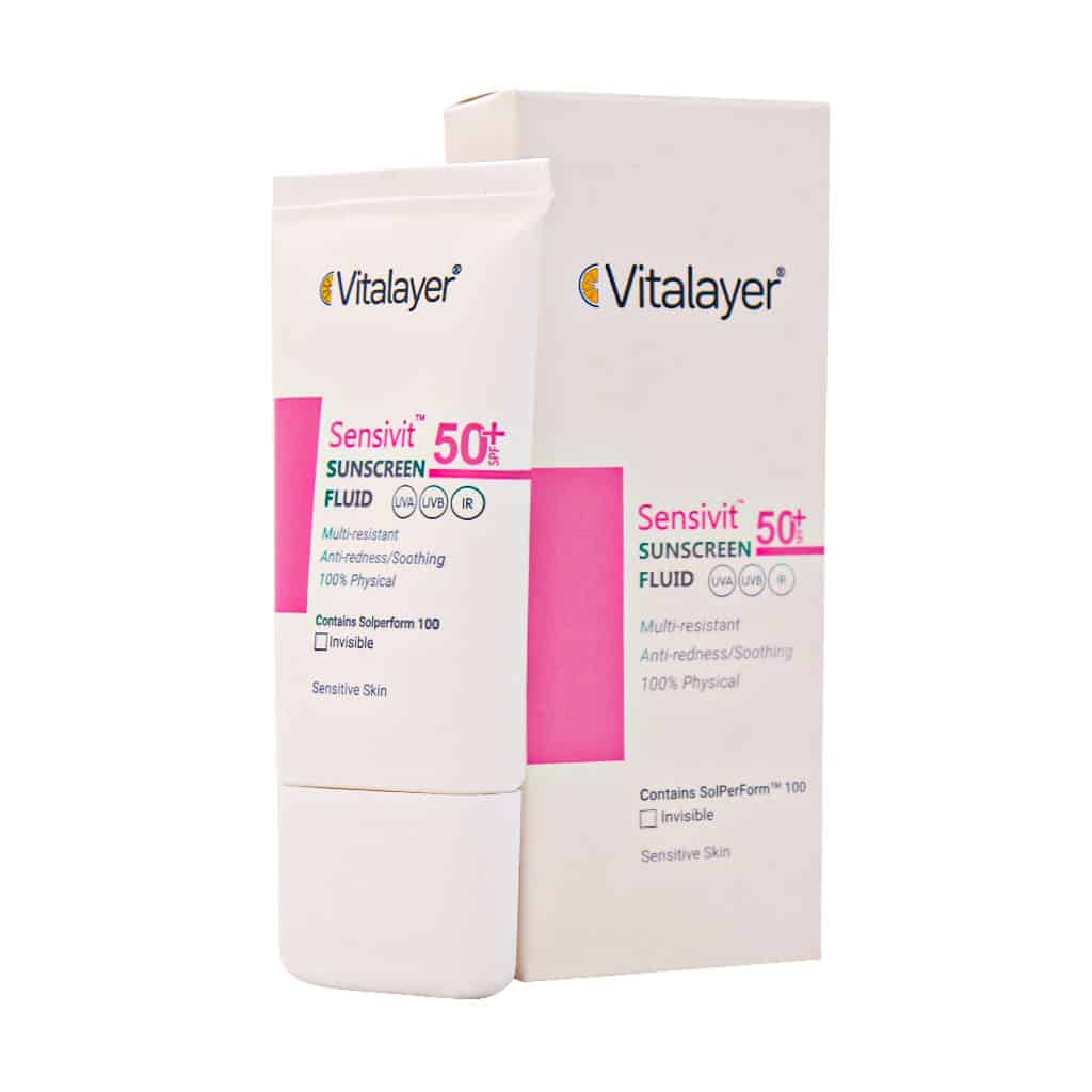 فلوئید ضد آفتاب SPF50 بی رنگ پوست حساس  ویتالیر 50 میلی لیتر